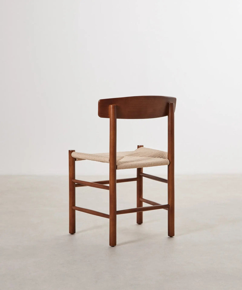 Chaise de salle à manger en bois et corde tressée Alba