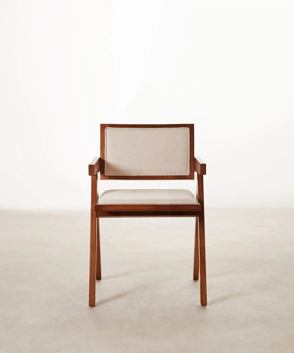 Chaise de salle à manger en bois et rembourrée Matilde Arms