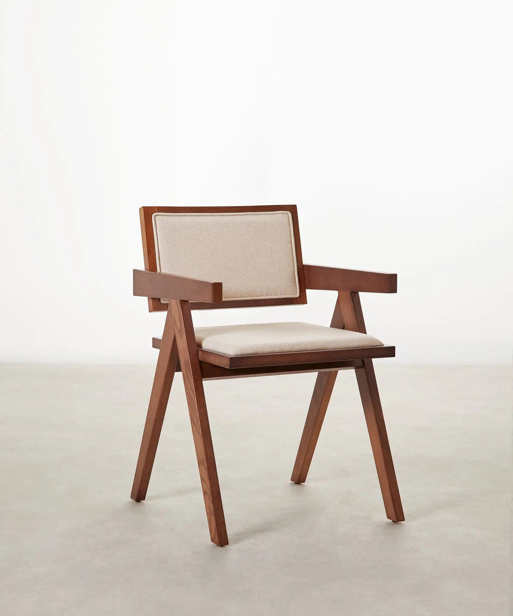 Chaise de salle à manger en bois et rembourrée Matilde Arms