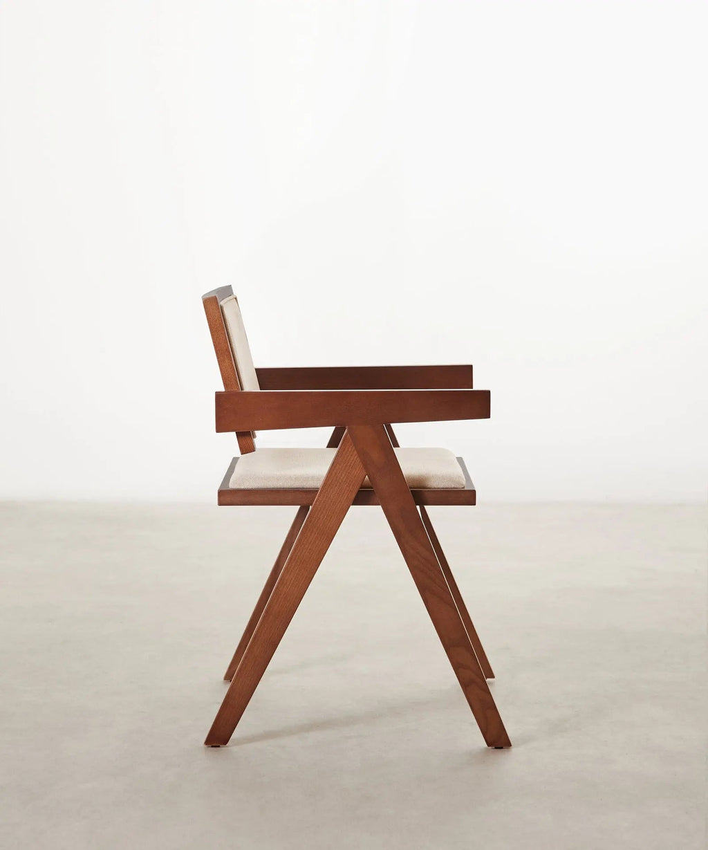 Chaise de salle à manger en bois et rembourrée Matilde Arms