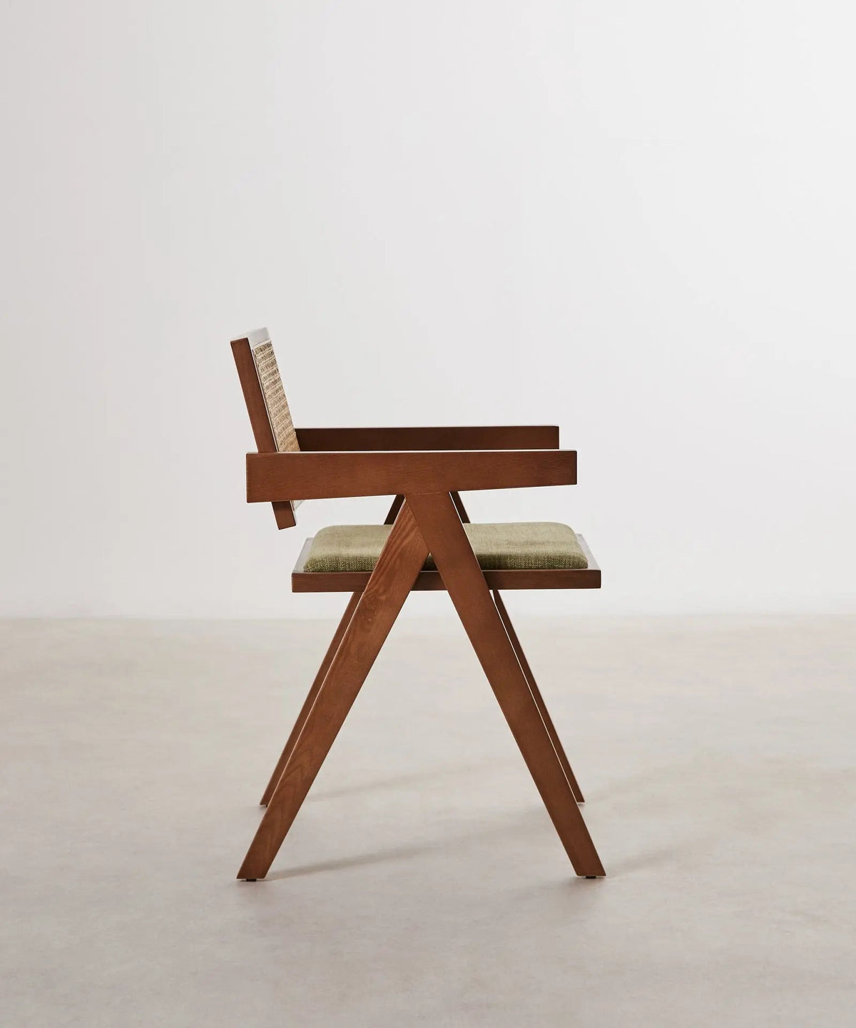 Chaise de salle à manger en bois, rotin et tissu Pauline Arms Color Edition