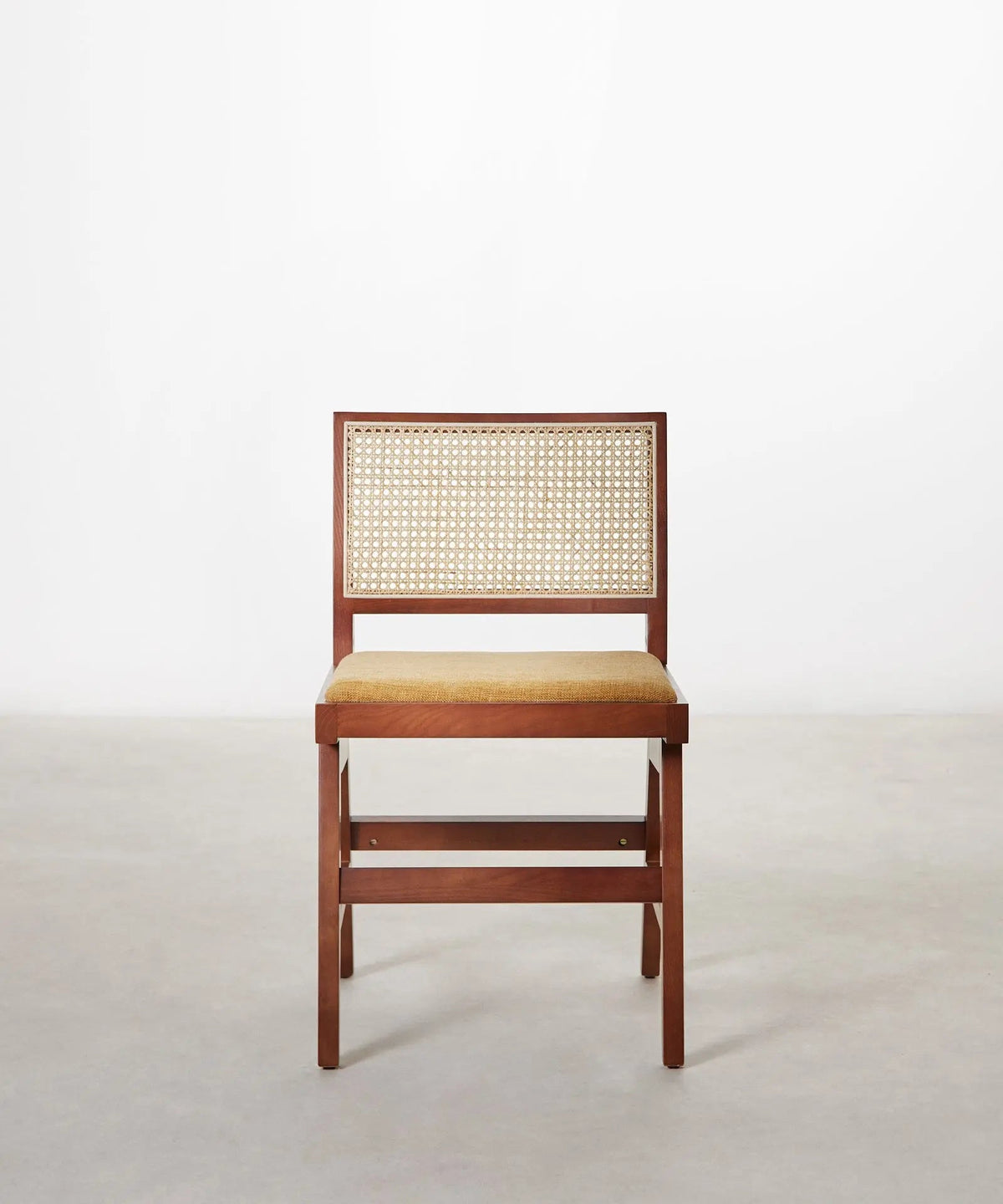 Chaise de salle à manger en bois, rotin et tissu Pauline Color Edition