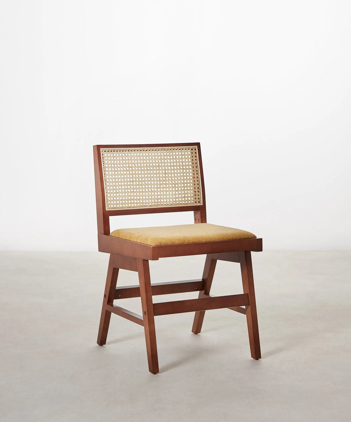 Chaise de salle à manger en bois, rotin et tissu Pauline Color Edition