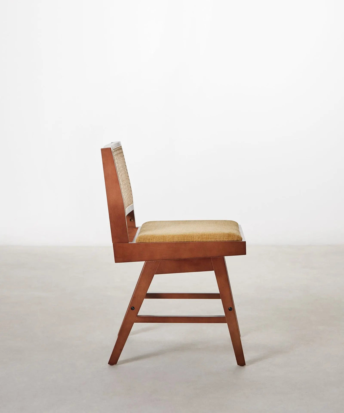 Chaise de salle à manger en bois, rotin et tissu Pauline Color Edition