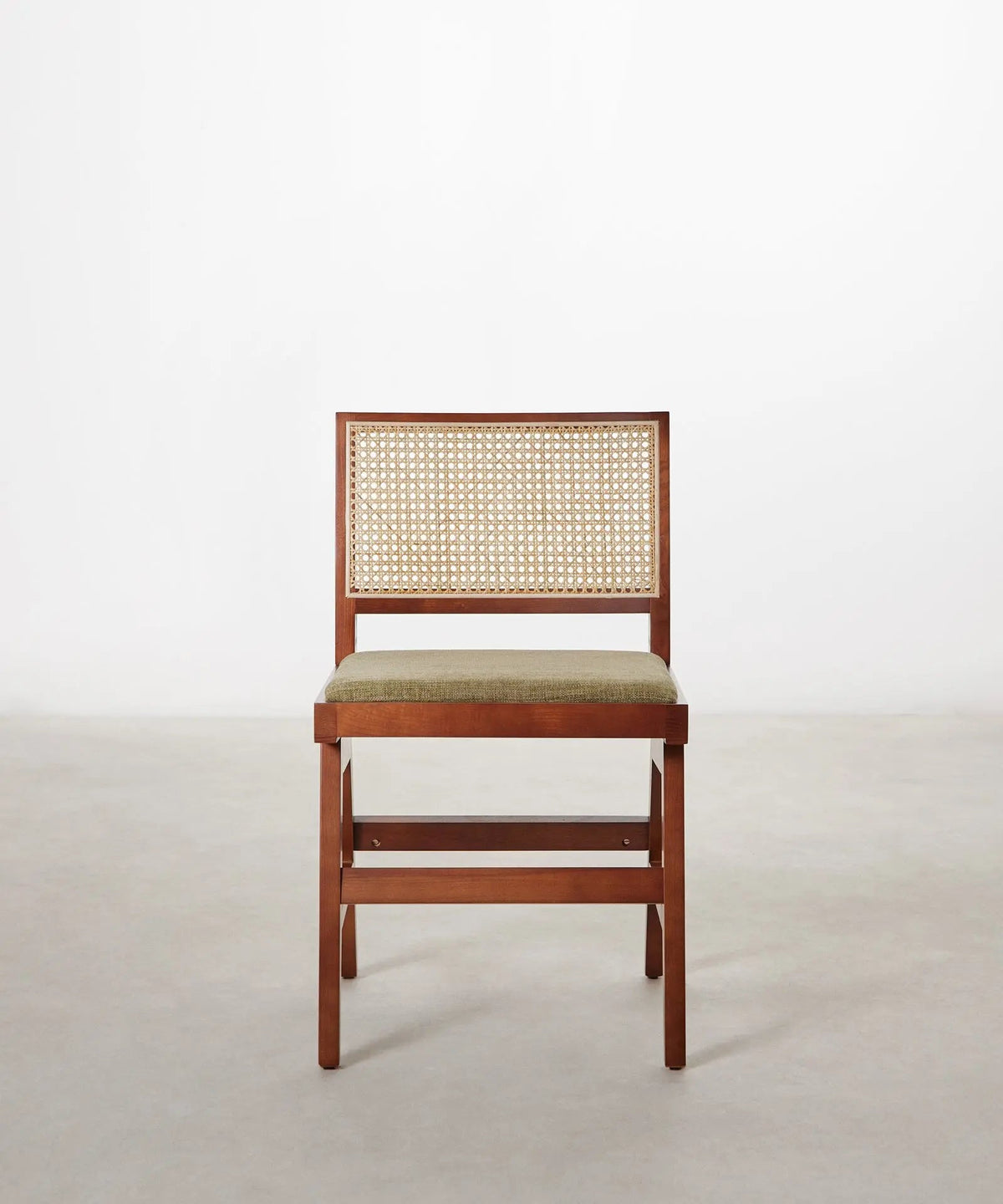 Chaise de salle à manger en bois, rotin et tissu Pauline Color Edition