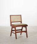 Chaise de salle à manger en bois, rotin et tissu Pauline Color Edition