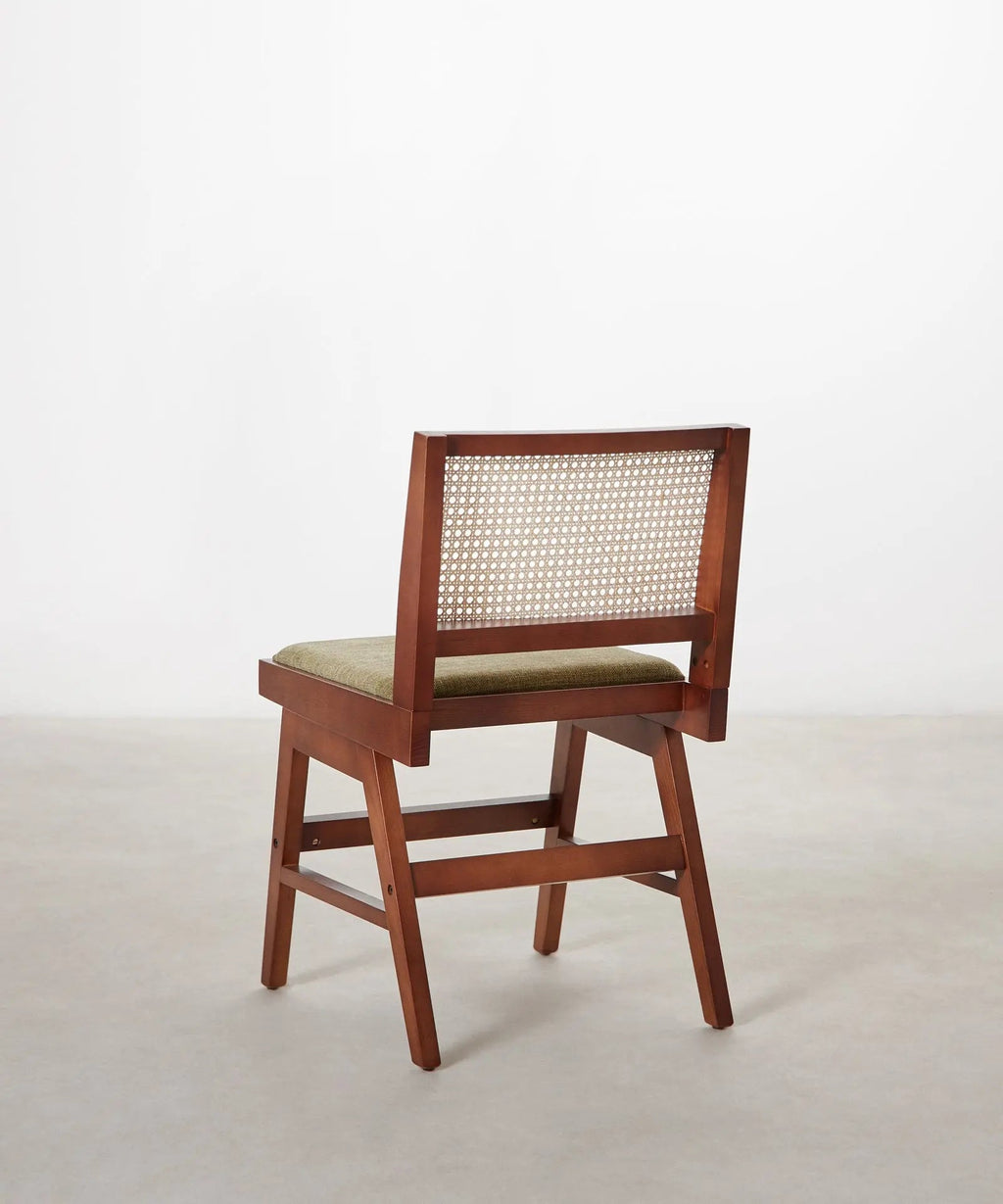 Chaise de salle à manger en bois, rotin et tissu Pauline Color Edition